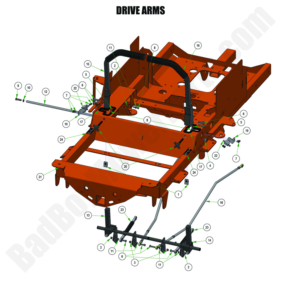 3458 - Bad Boy Mower Parts Lookup > 2024 > Renegade - Diesel > Drive Arms